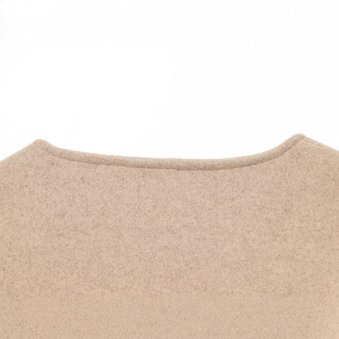 Damen Kurzjacke im Boxy‑Cropped‑Wollmix mit sichtbarem Metallreißverschluss und Kontrastmanschetten Nord Taschen