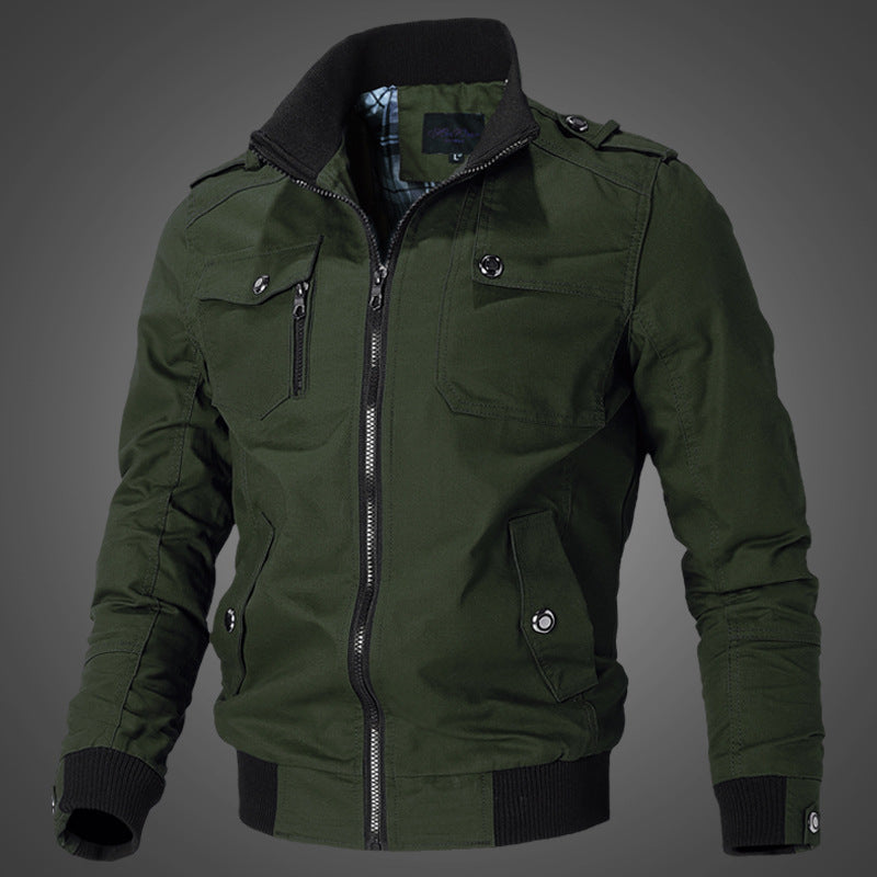 Herren leichter Canvas-Pilotblouson mit Stehkragen, Schulterpatten und Rippenbündchen Nord Taschen