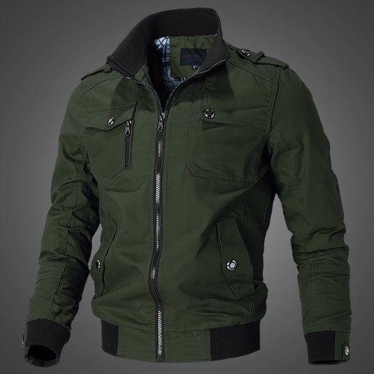 Herren leichter Canvas-Pilotblouson mit Stehkragen, Schulterpatten und Rippenbündchen Nord Taschen