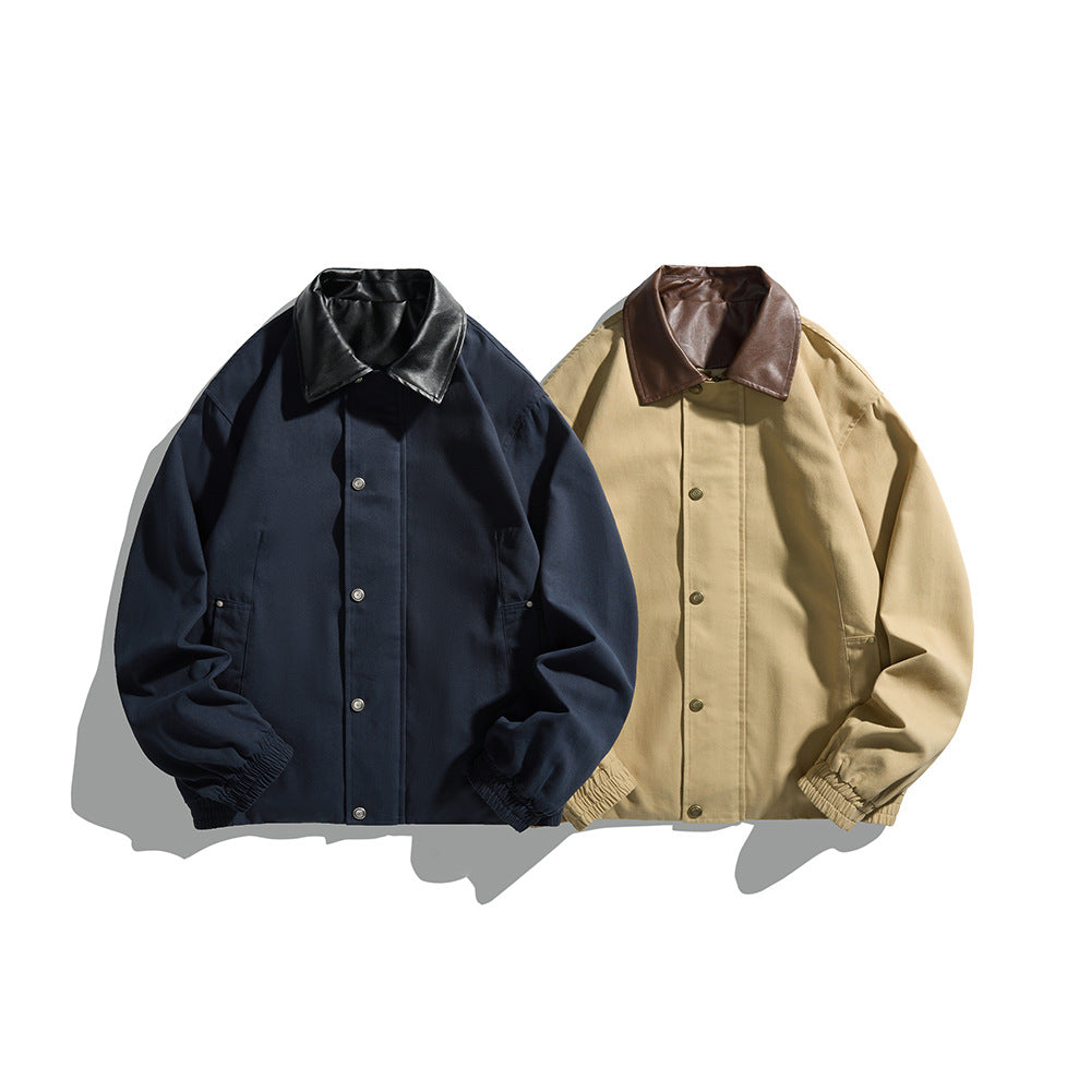 Herren Maskuliner Boxy-Fieldblouson mit kontrastierendem Kunstlederkragen und verdeckter Druckknopfleiste Nord Taschen