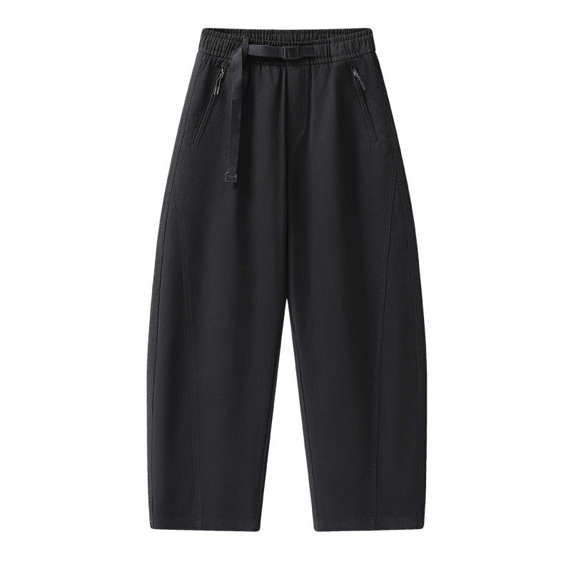 Unisex Weite knöchellange Cargo-Hose im Relaxed-Fit mit elastischem Tunnelzugbund und Reißverschlusstaschen Nord Taschen