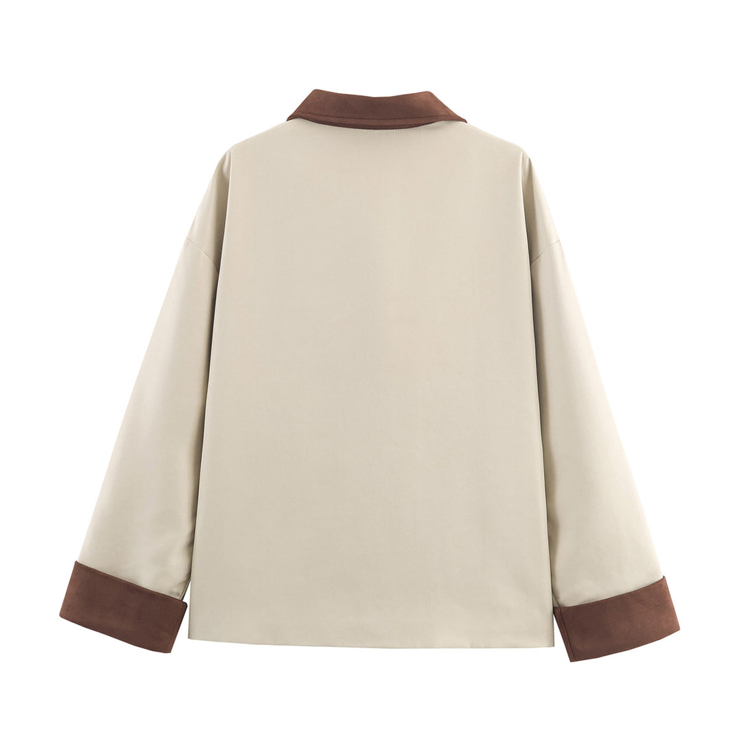 Damen 40+ kurze boxy Übergangsjacke mit kontrastkragen und Pattentaschen Nord Taschen