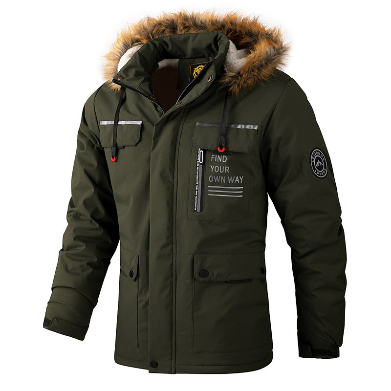 Herren Isolierter Outdoor-Parka mit Kunstfellbesatz, Multifunktions‑Taschen und Fleece‑Innenfutter Nord Taschen