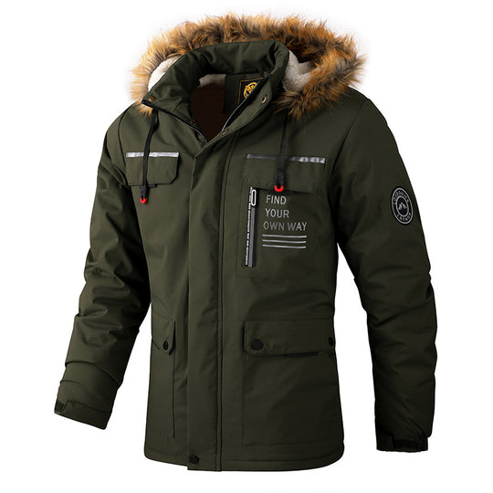 Herren Isolierter Outdoor-Parka mit Kunstfellbesatz, Multifunktions‑Taschen und Fleece‑Innenfutter Nord Taschen