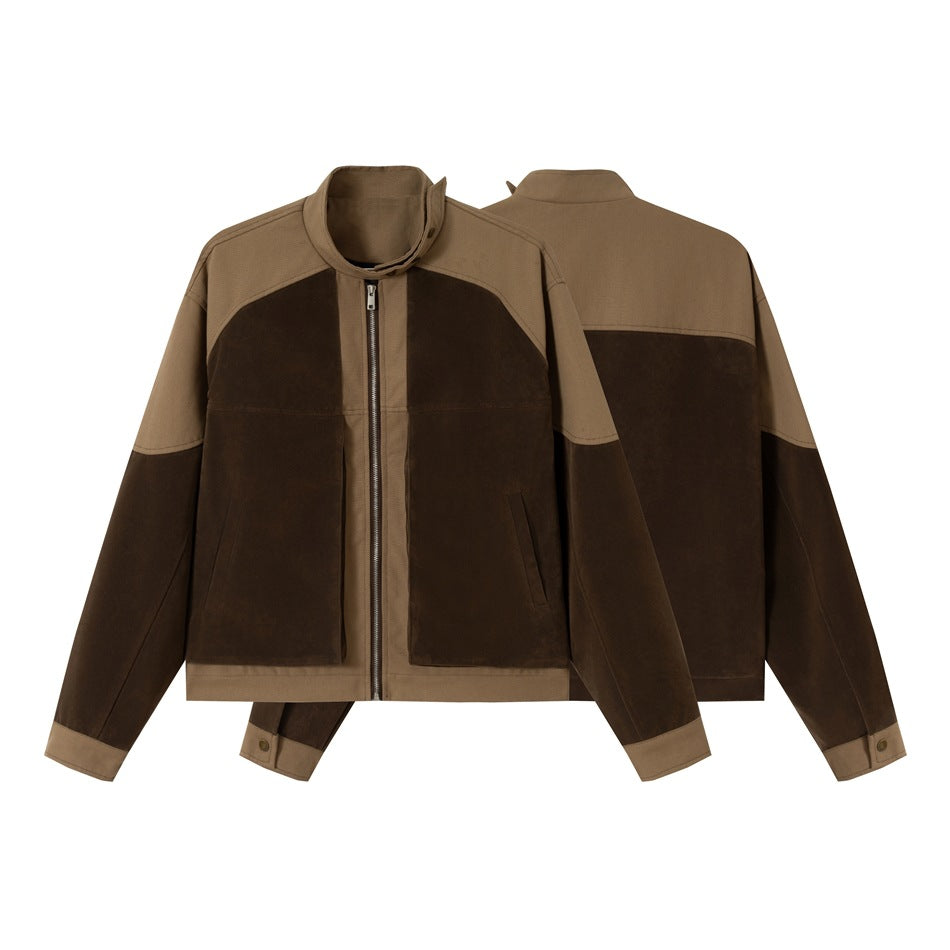 Herren Kurzjacke im Boxy‑Blousonstil aus Velours- und Canvas‑Mix mit hohem Stehkragen Nord Taschen
