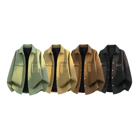 Herren Oversize-Utility-Hemdjacke mit Druckknopfleiste und großen aufgesetzten Taschen Nord Taschen