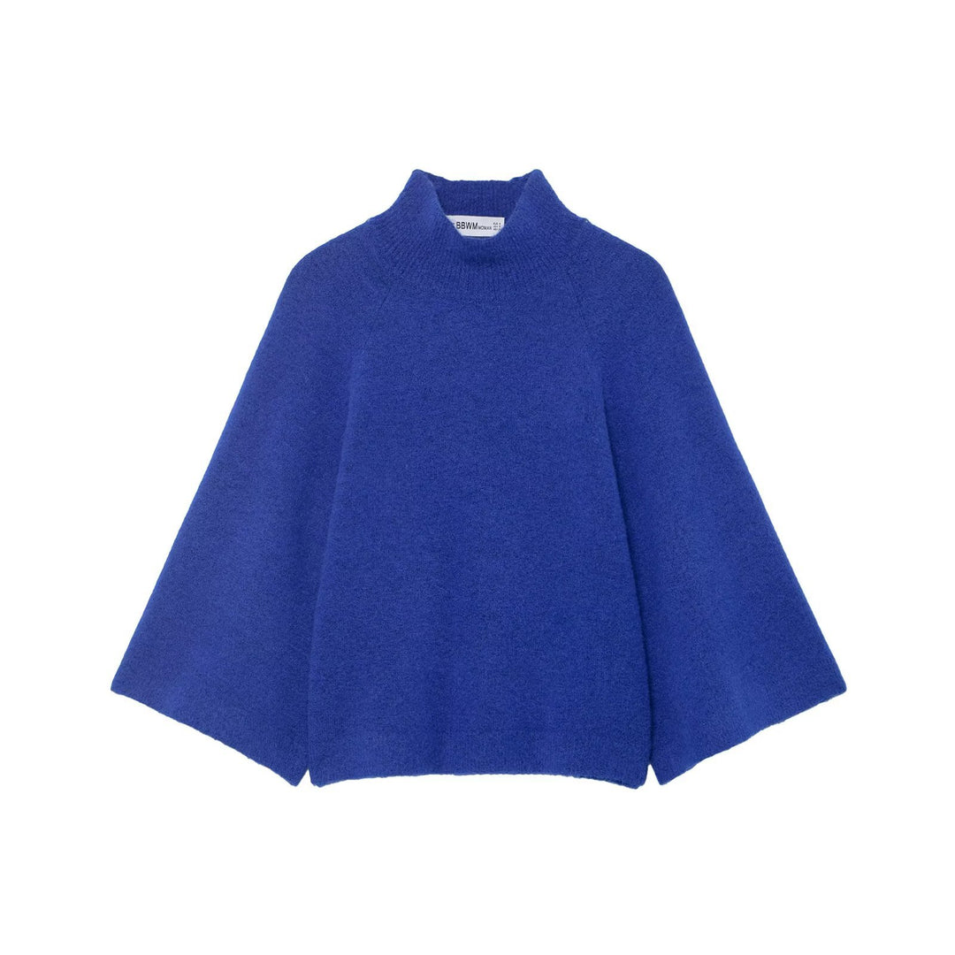 Damen Oversize Strickponcho mit Stehkragen und weitem Swing‑Schnitt Nord Taschen