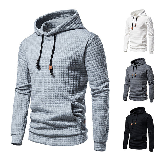 Herren Strukturierter Waffle-Kapuzenpullover mit Kängurutasche und schmaler Passform Nord Taschen