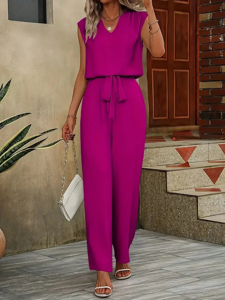 Damen Eleganter Suit mit V-Ausschnitt und Taillenknoten Nord Taschen