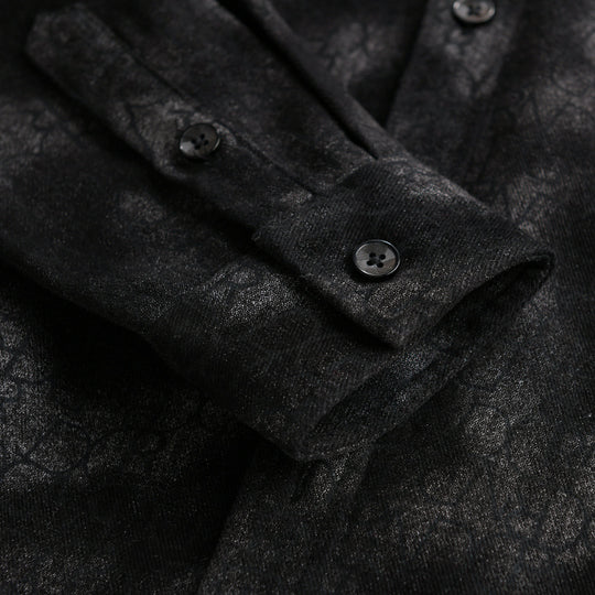 Herren Samtiges Hemdjacken-Overshirt mit tonalem Muster und Brusttasche Nord Taschen