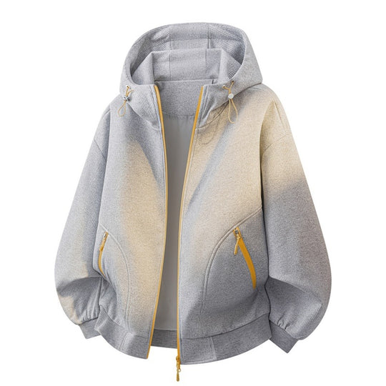 Damen Oversize-Kapuzenjacke mit Farbverlauf, Zwei-Wege-Reißverschluss & Zip-Taschen Nord Taschen