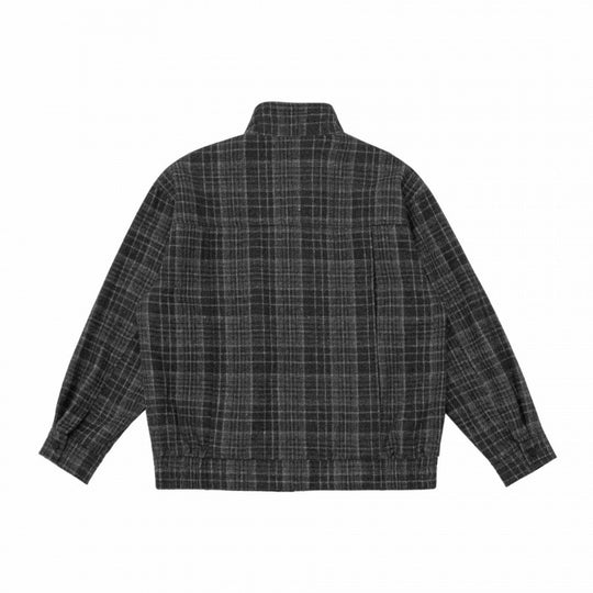 Herren Boxy-Blouson aus Wollmix mit Stehkragen, verdeckter Knopfleiste und Lederapplikationen Nord Taschen