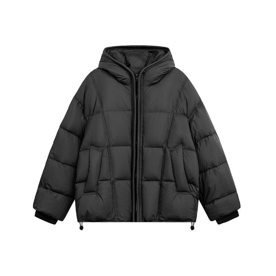 Damen Kurze Wattierte Kapuzenjacke mit Kordelzug und Reißverschluss Nord Taschen