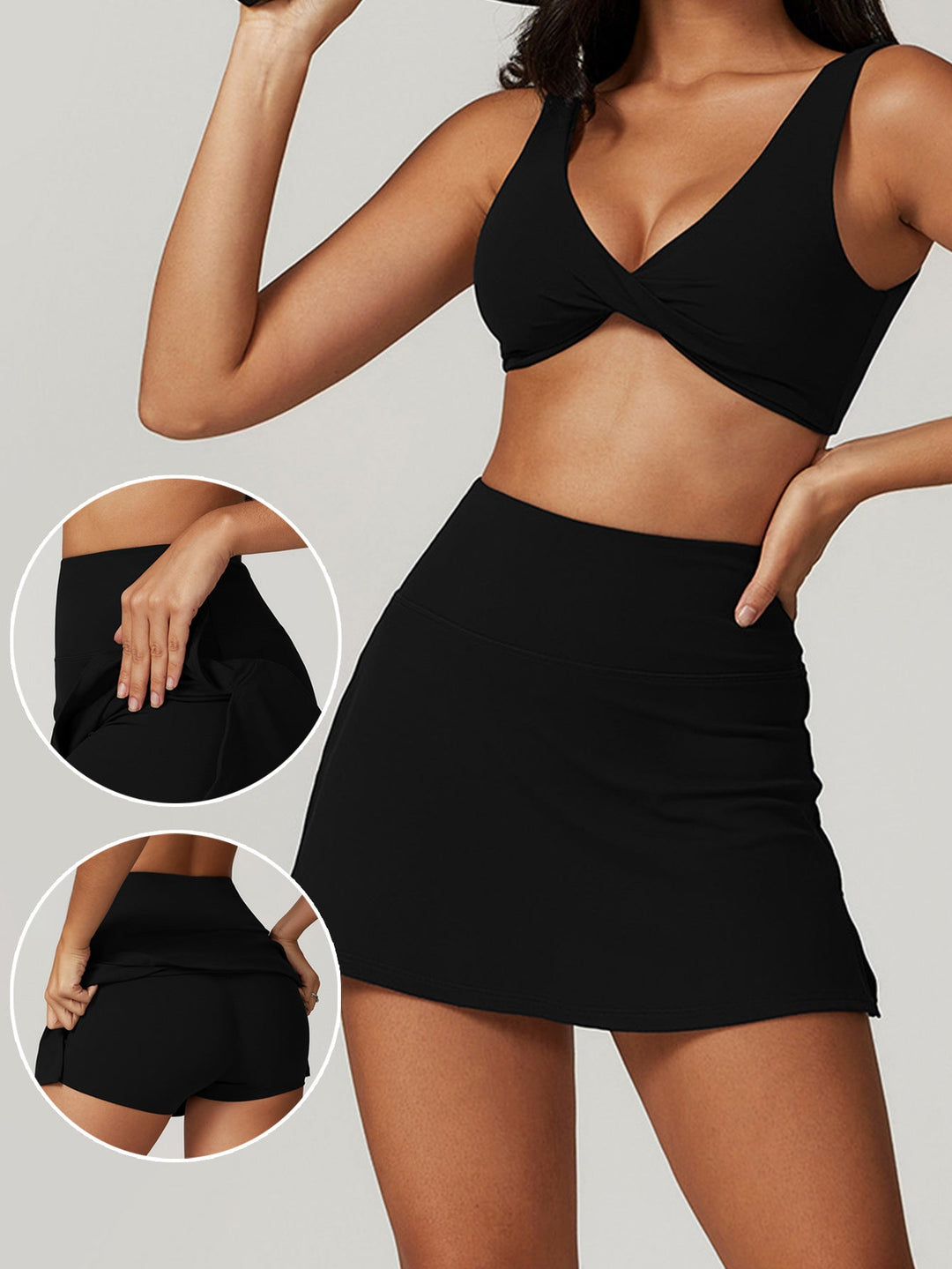 Damen Bade-Rock mit integrierten Shorts und elastischem Bund