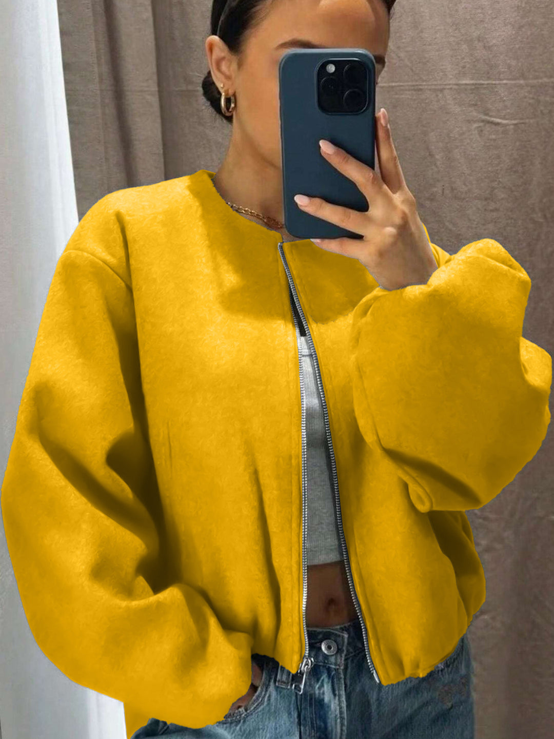 Damen Sportliche Bomberjacke Nord Taschen