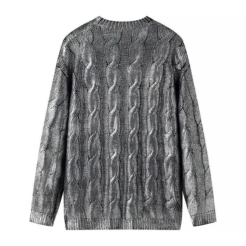 Damen Oversize-Zopfstrickpullover mit Rundhals Nord Taschen