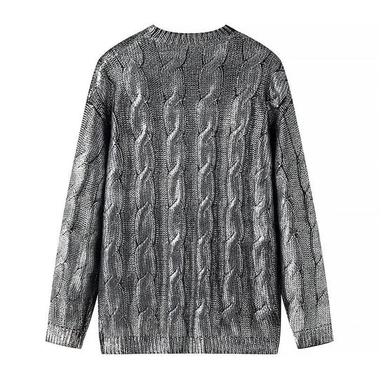 Damen Oversize-Zopfstrickpullover mit Rundhals Nord Taschen