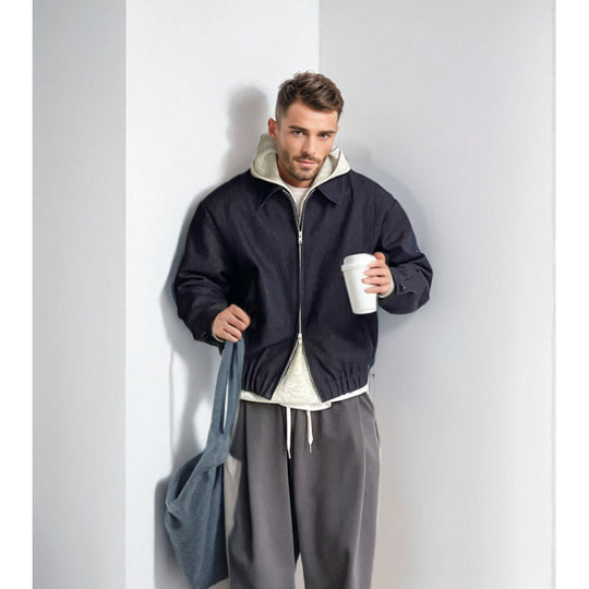 Herren Kapuzen-Halbzip-Pullover aus weichem Strukturstrick Nord Taschen