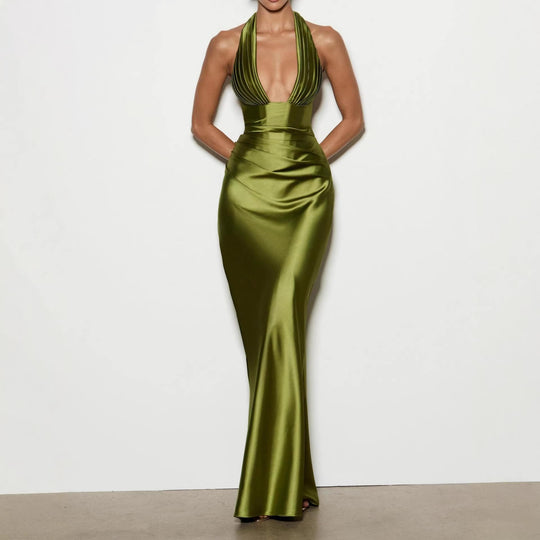 Damen Elegantes langes Abendkleid mit tiefem V-Ausschnitt Nord Taschen