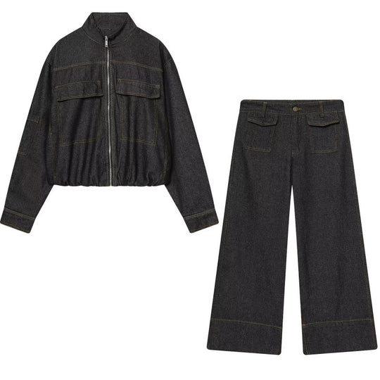 Damen 10+ Culotte-Jeans mit hoher Taille, weitem Bein und aufgesetzten Pattentaschen Nord Taschen