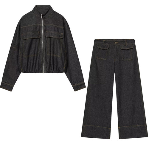 Damen 10+ Culotte-Jeans mit hoher Taille, weitem Bein und aufgesetzten Pattentaschen Nord Taschen