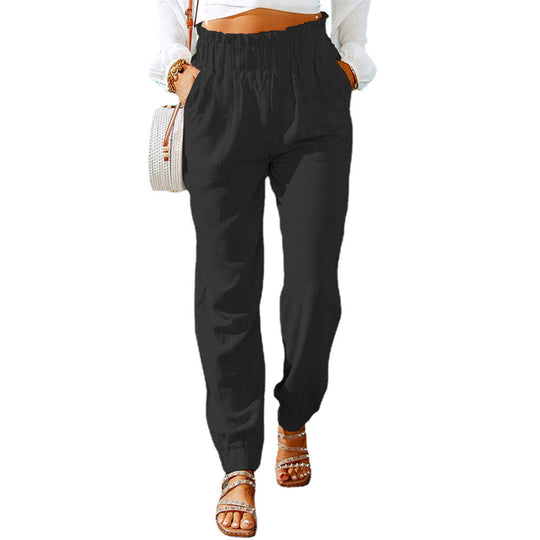 Damen Luftige Baumwollhose mit elastischem Bund und praktischen Taschen