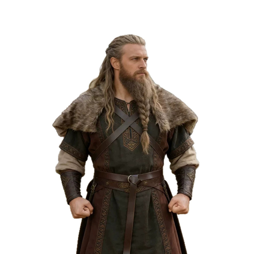 Herren Schultercape aus Kunstpelz mit Schnallenverschluss und rustikalem Wikinger-Look Nord Taschen