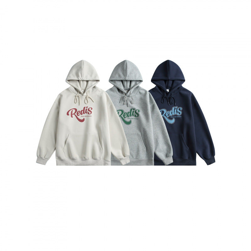 Unisex Oversize-Kapuzenpullover mit Kängurutasche, Logoprint und breitem Rippbund Nord Taschen