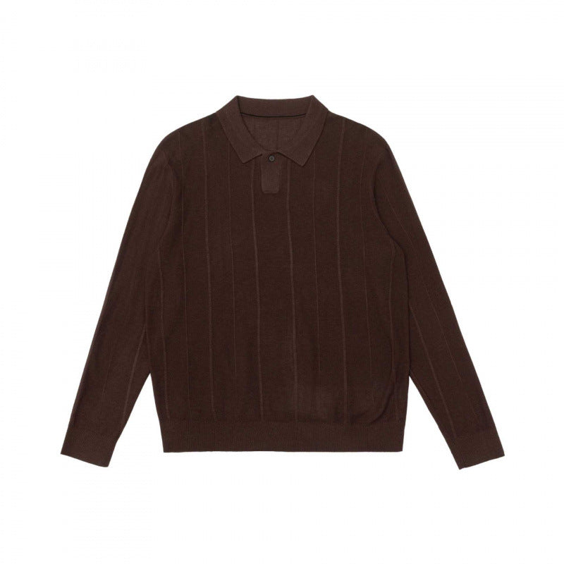 Herren Feinstrick-Poloshirt mit durchgehender Rippenstruktur und Hemdkragen Nord Taschen