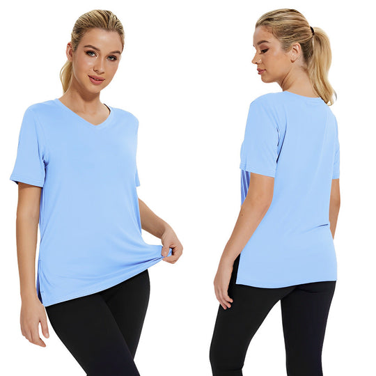 Damen Funktionales V-Ausschnitt Sportshirt mit atmungsaktiver Technologie Nord Taschen