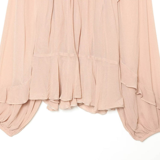 Damen Plissierte Chiffon-Bluse mit Rüschkragen und Ballonärmeln Nord Taschen
