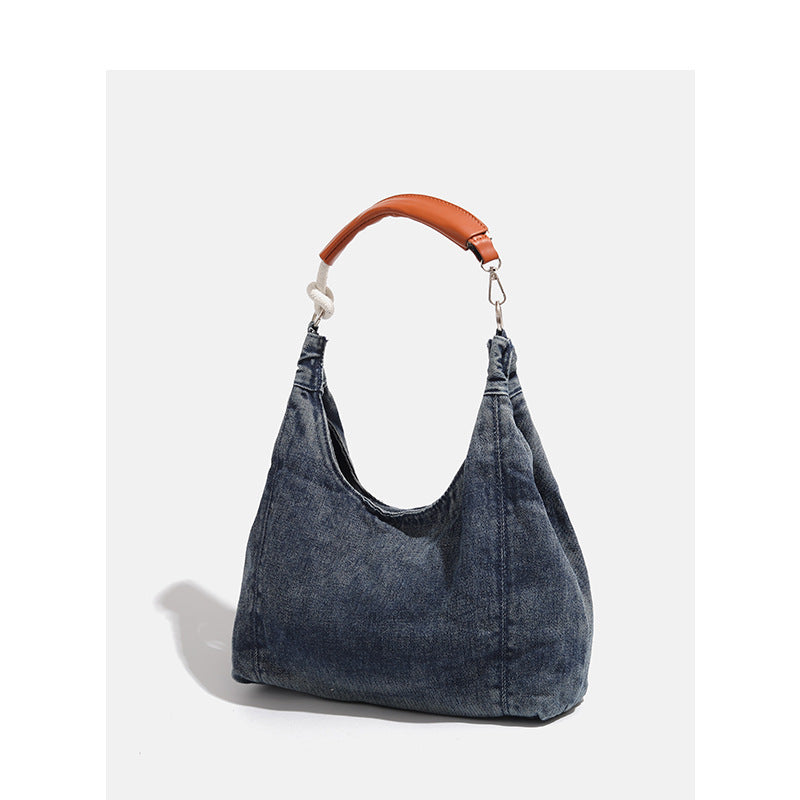 Damen Hobo-Tasche aus hochwertigem Denim mit eleganten Ledergriffen Nord Taschen