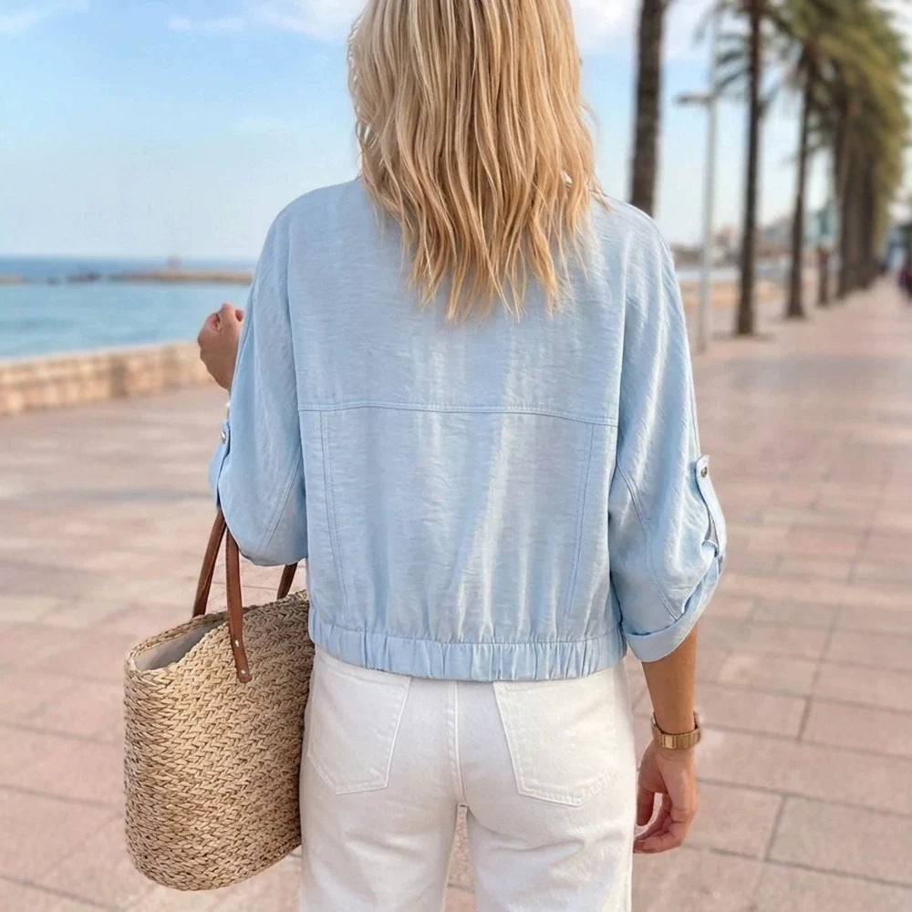 Damen Lässige Sommerjacke mit Knopfdetails Nord Taschen