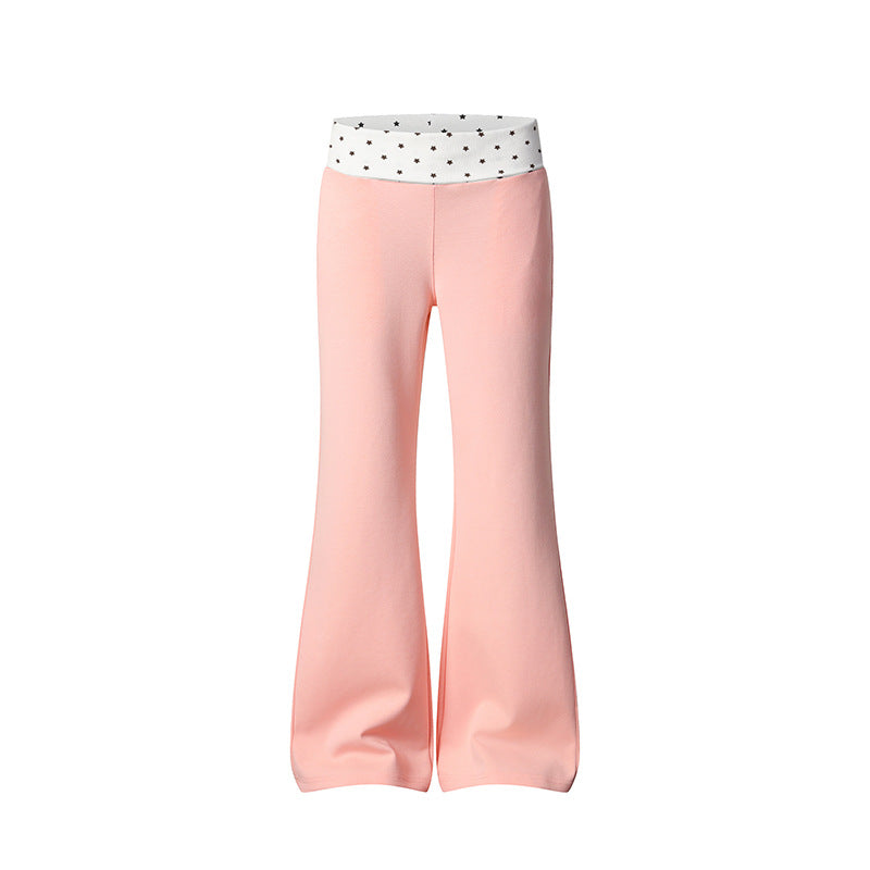 Damen Flared-Loungehose mit Umschlagbund und Sternmotiv Nord Taschen