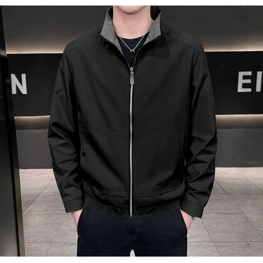 Herren Minimalistische City-Zipjacke aus Mikrofaser mit Stehkragen, verdeckten Taschen und elastischem Saum Nord Taschen