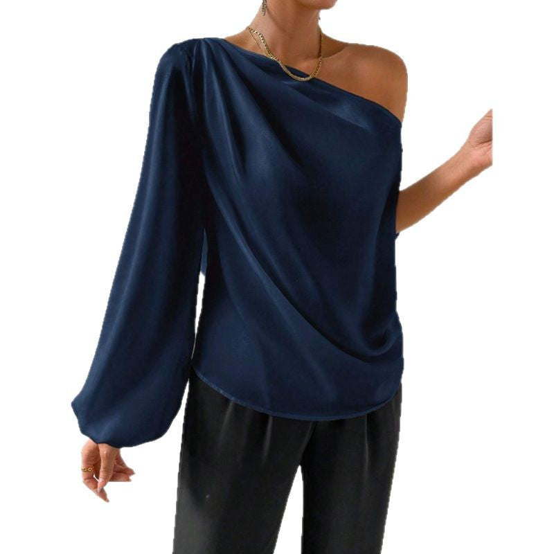 Damen elegante asymmetrische Bluse mit weiten Ärmel - Vittorelli