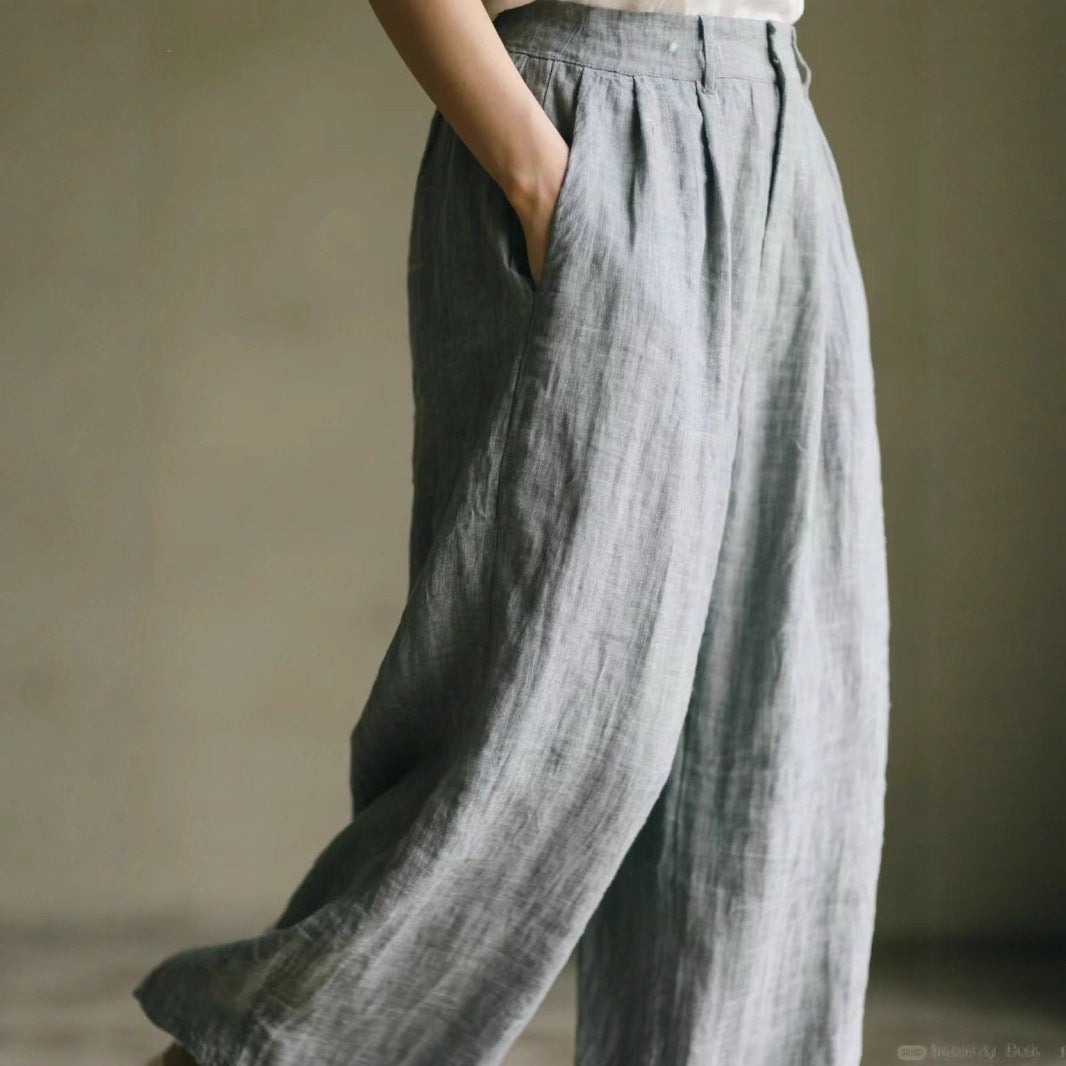 Damen Lockere Leinenhose Nord Taschen