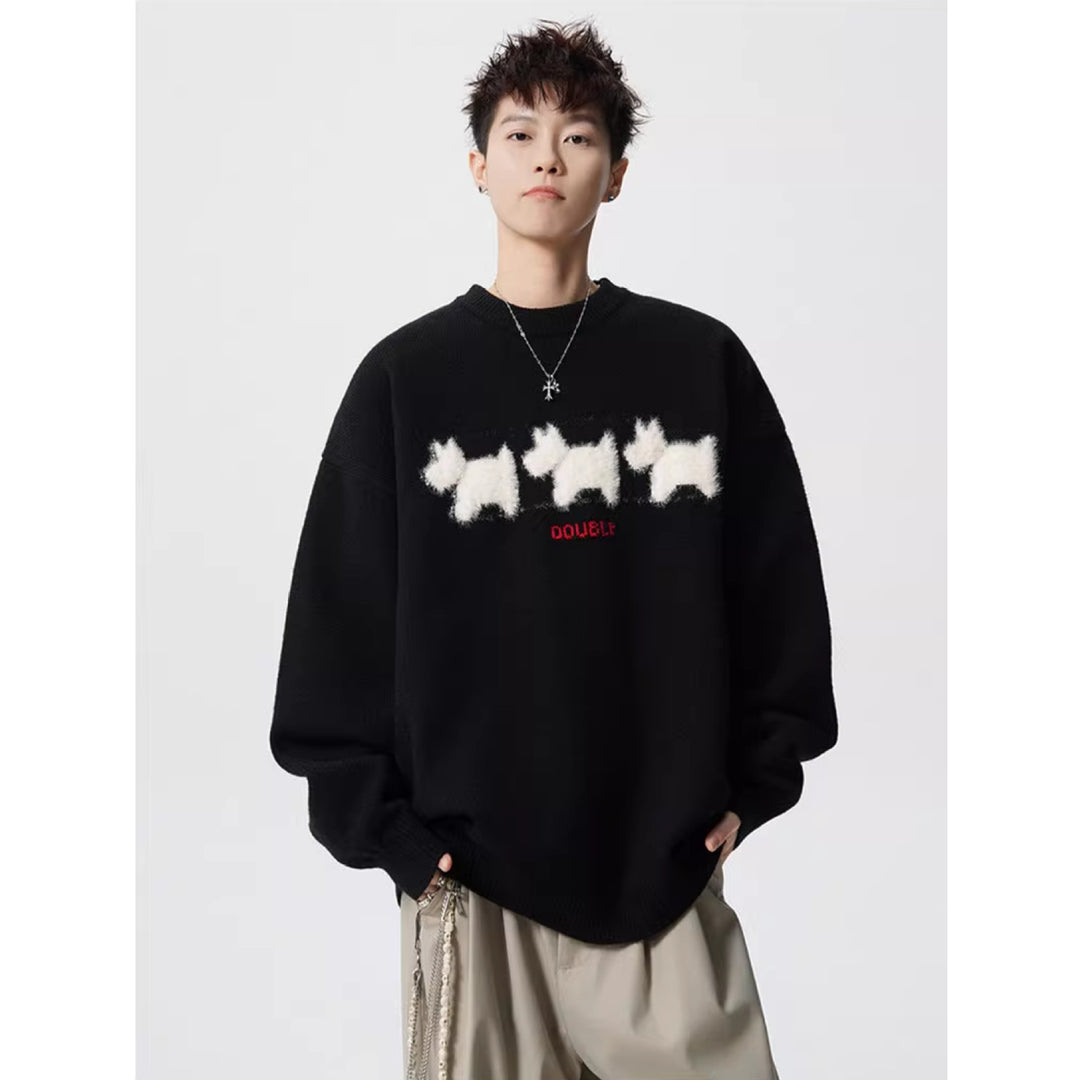 Unisex Verspielter Grobstrickpullover mit Tiermotiv Nord Taschen