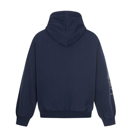 Herren Oversize Kapuzenpullover mit ornamentalem Kreuz‑Print und Nieten Nord Taschen