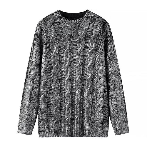 Damen Grobgestrickter Zopfstrick-Pullover mit Rundhals und Oversize-Schnitt Nord Taschen