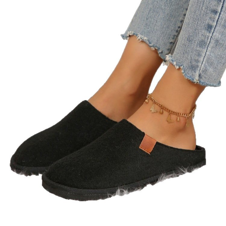 Damen Gefütterte Wolloptik-Hausschuh-Mules mit Teddyfutter und rutschfester Laufsohle Nord Taschen