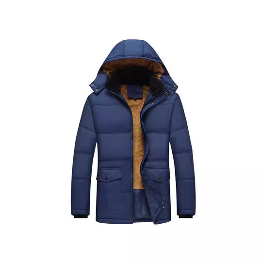 Herren Langer Thermoisolierter Steppparka mit Teddy-Innenfutter, Kapuze und Klappentaschen Nord Taschen