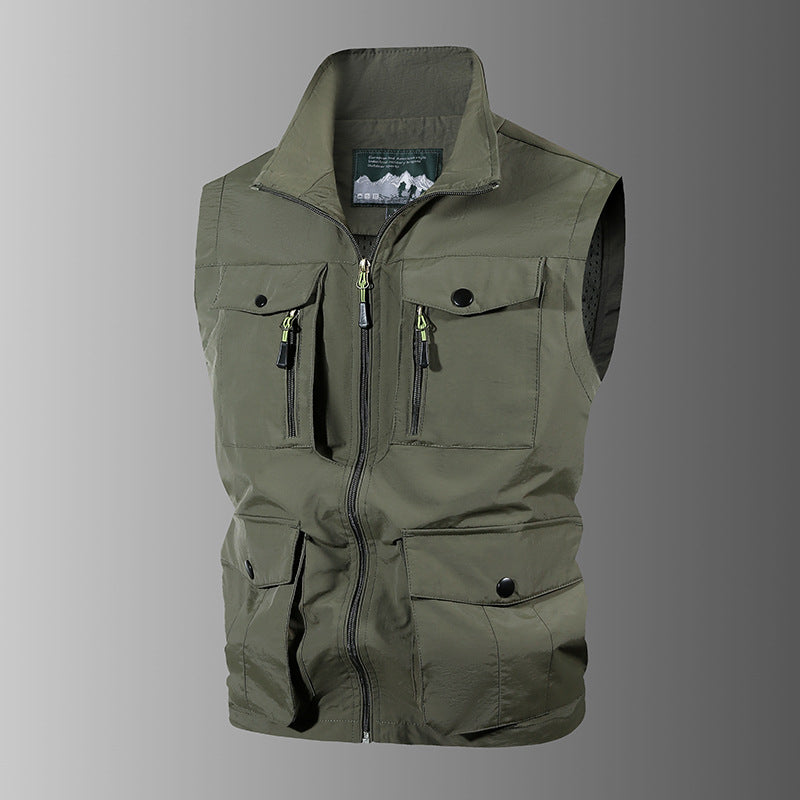 Herren Multifunktions-Outdoorweste mit Mehrfachtaschen und Stehkragen Nord Taschen