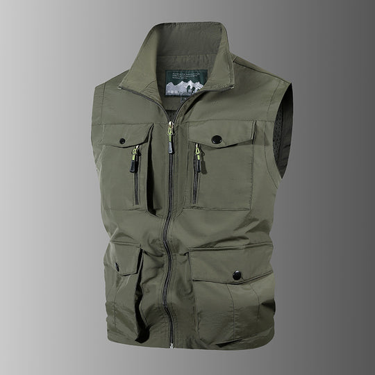 Herren Multifunktions-Outdoorweste mit Mehrfachtaschen und Stehkragen Nord Taschen