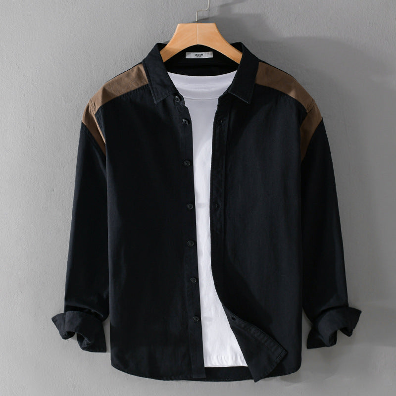 Herren Overshirt mit Kontrastpasse und lockerem Schnitt aus Baumwollmix Nord Taschen