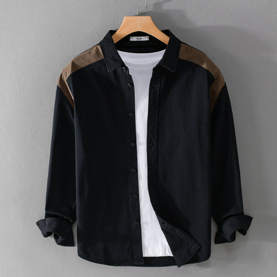 Herren Overshirt mit Kontrastpasse und lockerem Schnitt aus Baumwollmix Nord Taschen