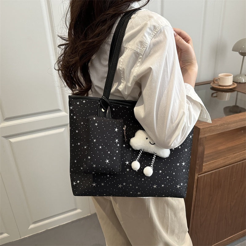 Damen große Tote Tasche mit funkelndem Sternendesign und abnehmbarem Kosmetiktäschchen Nord Taschen