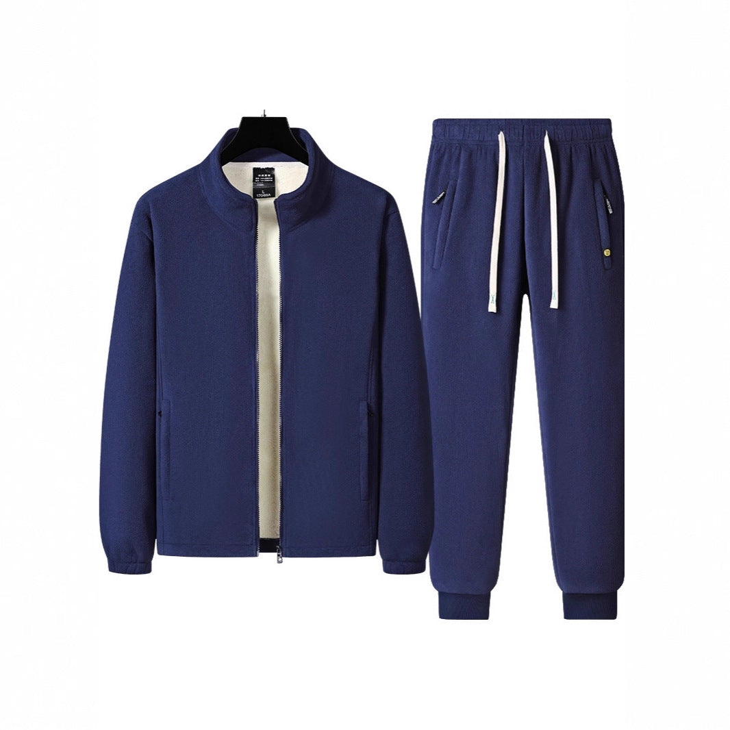 Herren Dreiteiliges Thermo-Fleece-Trainingsset mit wattierter Weste und Jogginghose Nord Taschen