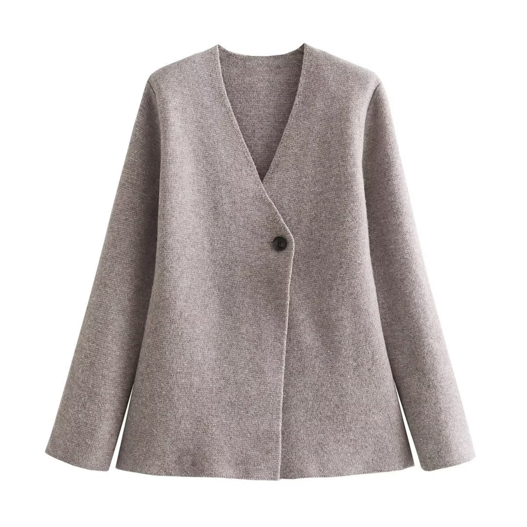 Damen Taillierter Peplum-Blazer-Mantel mit figurformender Silhouette und Ein-Knopf-Verschluss Nord Taschen