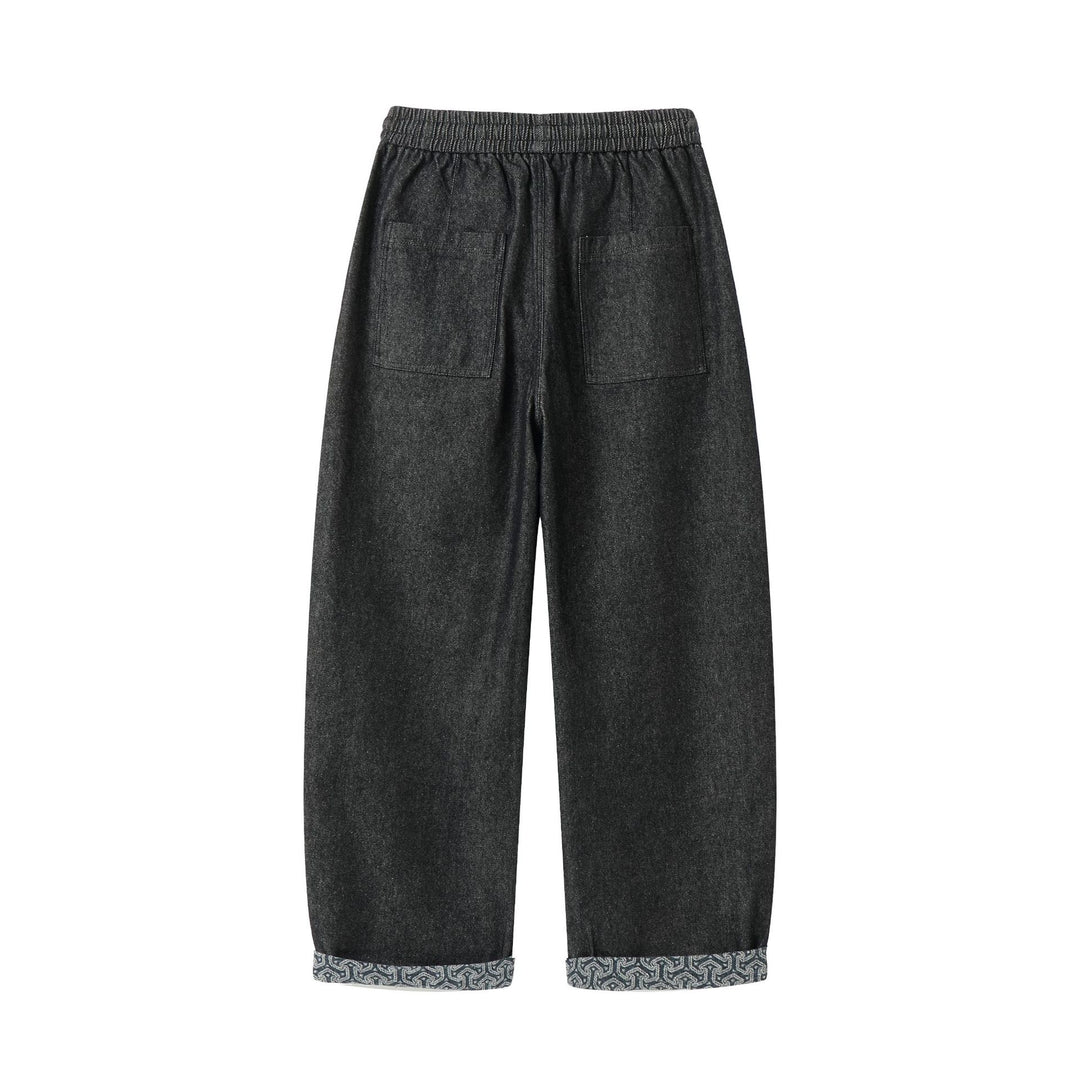 Damen Culotte-Jeans mit elastischem Tunnelzugbund und gemustertem Umschlag Nord Taschen